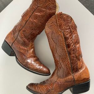 Vintage All Alligator Cowboy Boots Mens 10-11 Handmade Exotic Full Top to Bottom